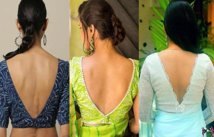 Deep V Paithani Blouse Back Design