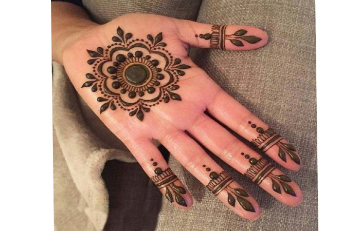 Simple Mehndi Design with Mandala on the Hand