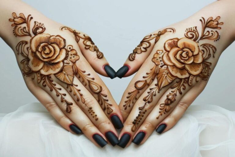 Rose Mehndi Design Back Hand