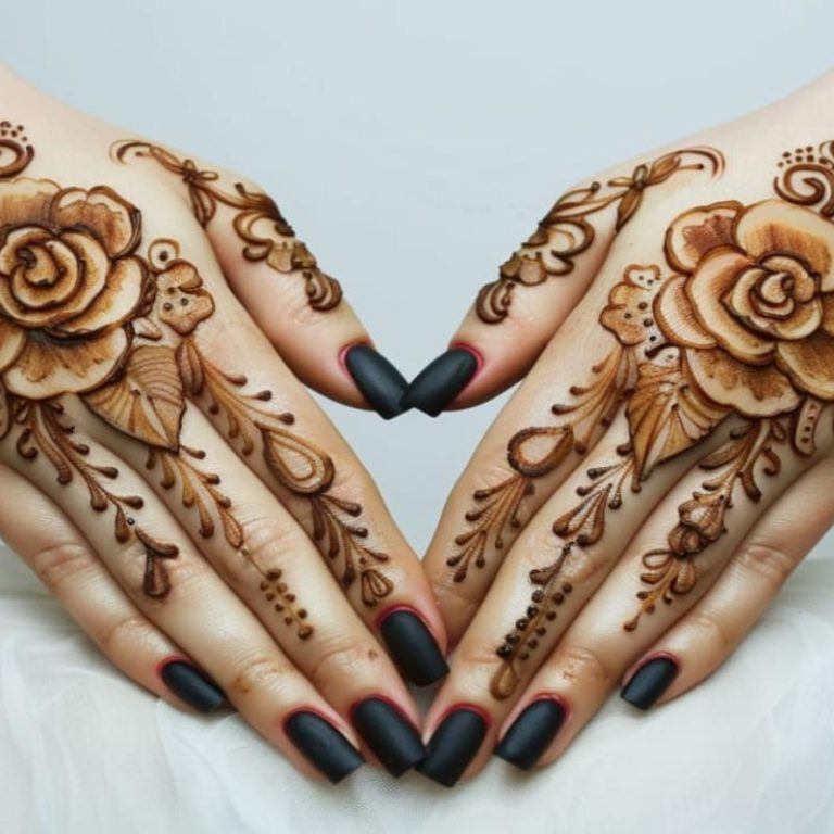 Rose Mehndi Design Back Hand
